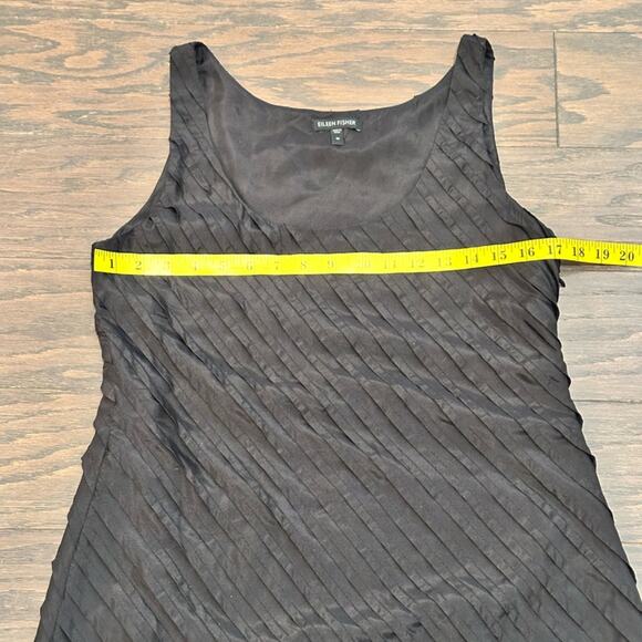 Eileen Fisher Silk Ruffle Tier Black Dress Size 10 - Picture 5 of 10